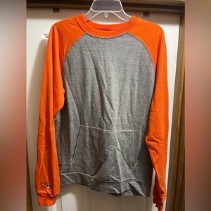 Holloway Large Long Sleeve Shirt Orange and Gray Kangaroo Pocket